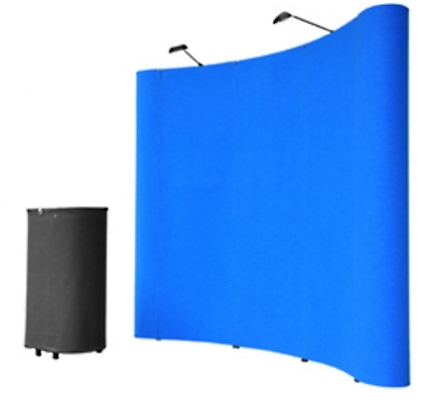 SaferWholesale Professional 8' Blue Portable Pop Up Trade Show Booth Display Kit w/ Spotlights