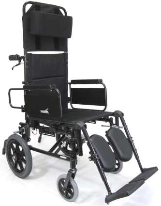 SaferWholesale Karman KM5000 Lightweight Reclining Transport Wheelchair with Removable Desk Armrest