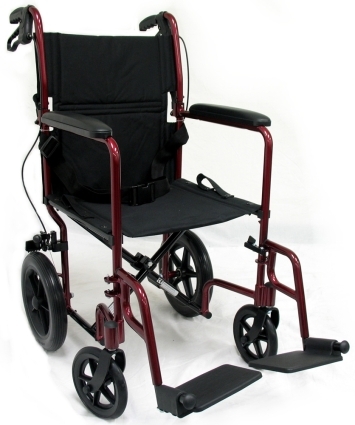 SaferWholesale Karman LT-1000 Transport Wheelchair with Loop Brakes and 12.5