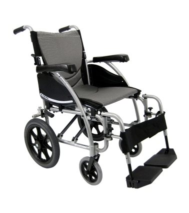 SaferWholesale Karman S-115-TP Ergonomic Transport Wheelchair with Wire Break and Swing Away Footrest