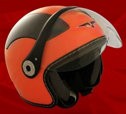 Adult Orange Open Face Motorcycle Helmet (DOT Approved)