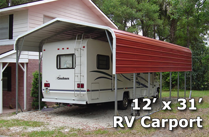 12' x 31' Steel Metal RV Carport Storage Cover - Installation Included