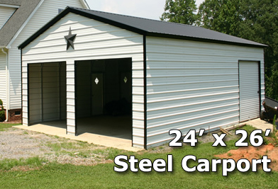 24x26 Fully Enclosed Steel Garage Carport - Installation ...