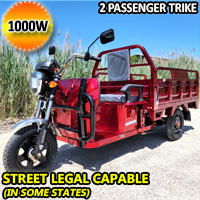 Electric Powered Cargo Truck 1000 Watt Motorized Scooter Moped Truck Tuk Tuk 3 Wheel Trike Bicycle Scooter - RED