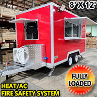 8' X 12' Food Concession Trailer Fully Loaded With Every Option - Red