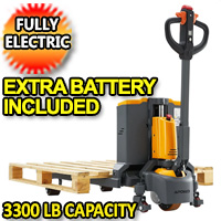 Full Electric Pallet Jack 3300Lbs Capacity 48" x 27" Fork & Extra Battery - CBD15W-Li