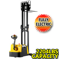 Counterbalanced Electric Stacker 2204lbs Cap, 118" lift Adj Forks - CPD10W
