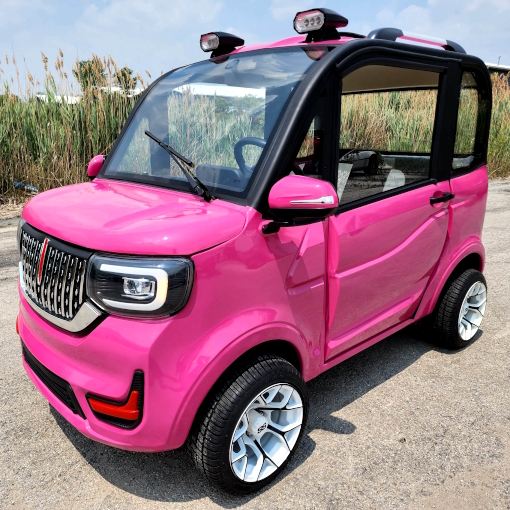 Four Passenger Pink Electric Golf Car Small LSV Low Speed