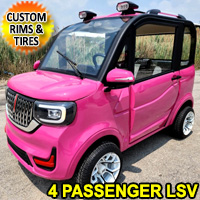 Four Passenger Pink Electric Golf Car Small LSV Low Speed Vehicle Golf Cart 4 Seater 60v Coco Coupe Scooter Car With AC & Heat