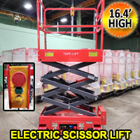 Electric Scissor Lift 16 - 22 Feet Max Lift 650 LBS Load Capacity Man Lift Jack - GSI
