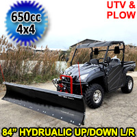 650cc Mammoth Comrade 4x4 UTV With Tuff Lift 84" Sidekick Snow Plow Hydraulic Up/Down L/R