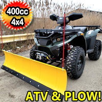 MSA 400 ATV 400cc With Snow Plow 4 x 4 Hi/Low Gears - MSA 400 WITH PLOW - DARK GREEN