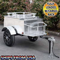 Motorcycle/Car Pull Behind Trailer 59" X 30" X 18" Aluminum Diamond Plate Enclosed Motorcycle / Car Trailer