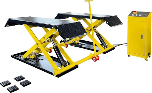Autokato Mid Rise Scissor Lift 8000lbs – Pneumatic Release, 220V/1PH, Car Lift