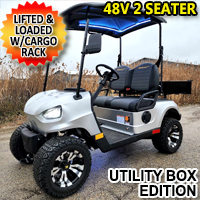 48V Electric Golf Cart 2 Seater Renegade Light Edition Utility Golf UTV W/Utility Box - SILVER