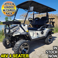 48V Electric Golf Cart 4 Seater Lifted Renegade+ Edition Utility Golf UTV Compare To Coleman Kandi 4p - White