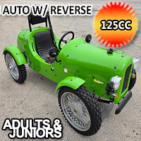 125cc Vintage Roadster Semi Automatic With Reverse Golf Cart Go Kart Mini Jeep & Electric Start - Green