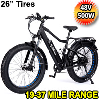 26" Electric Bicycle 500 Watt 48 Volt Lithium Powered eBike Cruiser