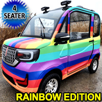 Coco Coupe Rainbow Edition 60v Electric 4 Seater Golf Cart LSV Scooter Car - Pride Ride