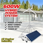 Solar Power Generator Hybrid Wind Turbine 600 Watt 110 Amp With Power Station