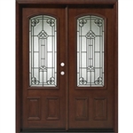 Solid Wood Mahogany 30'' Arch Exterior Double Door Unit