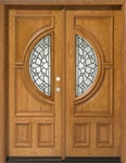 Solid Wood Red Oak 30'' Center Moon Exterior Double Door Unit