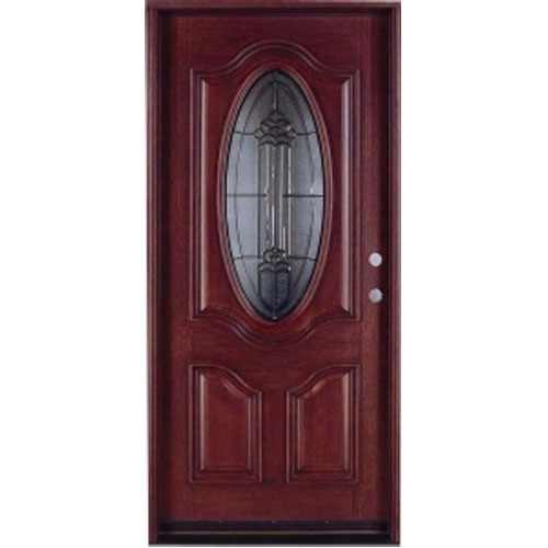 Solid Wood Mahogany 36 Single Oval Pre-Hung Exterior Door