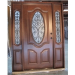 Triple Mahogany Deluxe Oval with Frosted Glass Solid Wood Entry Door