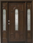 Solid Wood Teak Center Arch With Sidelights Exterior Pre-Hung Door