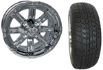 Brand New Lifted Golf Cart Tires and 12" Chrome Vegas Wheels Set