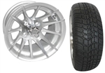 Brand New Lifted Golf Cart Tires and 12" RHOX 103 Machined Wheels Set