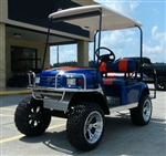 EZGO Blue/Orange TXT 36v Golf Cart W/two Tone Seats