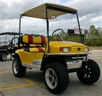 EZ-GO Lifted Yellow & Red 36 Volt Electric Golf Cart