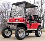 EZ-GO Custom Red, Black and Silver Lifted Electric Golf Cart