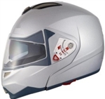 Adult Silver Modular Motorcycle Helmet (DOT Approved)