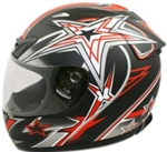 Adult Full Face Red Star Motorcycle Helmet (DOT Approved)