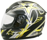 Adult Full Face Yellow Star Motorcycle Helmet (DOT Approved)