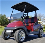 48V Electric Dark Maroon Club Car Precedent Golf Cart w/ Chrome Rims & Turf Tires