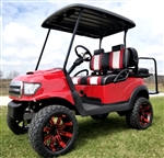 48v Electric Golf Cart Red Alpha Body Club Car Precedent With Custom Seats Rims/Tires Radio & LED Lights