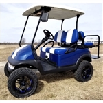 48v Electric Blue Golf Cart Club Car Precedent W/ Custom Rims, Rear Flip Seat & Radio