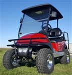 48v Maroon Lifted Electric Golf Cart With Brush Guard, Rear Flip Seat & Street Legal Light Package