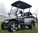 48 Volt Custom Silver Pewter Golf Club Car Precedent Golf Cart With SS Wheels, Lights, Radio, Rear Flip