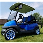 48v Electric Club Car Precedent Golf Cart Blue Demon Loaded Edition with Custom Rims Lights Seats Radio & More
