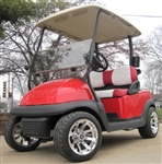 Candy Apple Red 48v Electric Club Car Golf Cart With Custom Rims & Red/White Seats