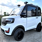 LE Coco Coupe Red Electric Golf Car Small LSV Low Speed Vehicle Golf Cart 4 Seater 60v Scooter Car - White