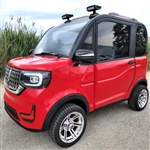 LE Coco Coupe Red Electric Golf Car Small LSV Low Speed Vehicle Golf Cart 4 Seater 60v Scooter Car - RED W/ CHROME RIMS