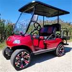 Evolution 48v Lithium Electric Golf Cart Four Seater - Custom Rims & Flip Seat - Optionally Fully Loaded - Red