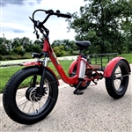 Electric Powered Fat Tire Tricycle Motorized 3 Wheel Trike Scooter Bicycle - Savage YLS Red