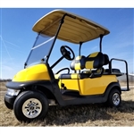 48v Electric Mellow Yellow Club Car Golf Cart w/ Custom Seats Light Kit & Flip Seat