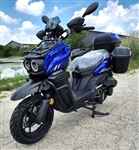 200cc Saddle Bag Condor Tank 4 Stroke EFI Gas Moped Scooter W/ Disc Brakes - SADDLE BAG TANK 200 BLUE